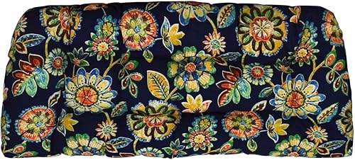 RSH Décor - Cojín de mimbre copetudo para interiores y exteriores, Daelyn azul marino floral (41 x 19 pulgadas)