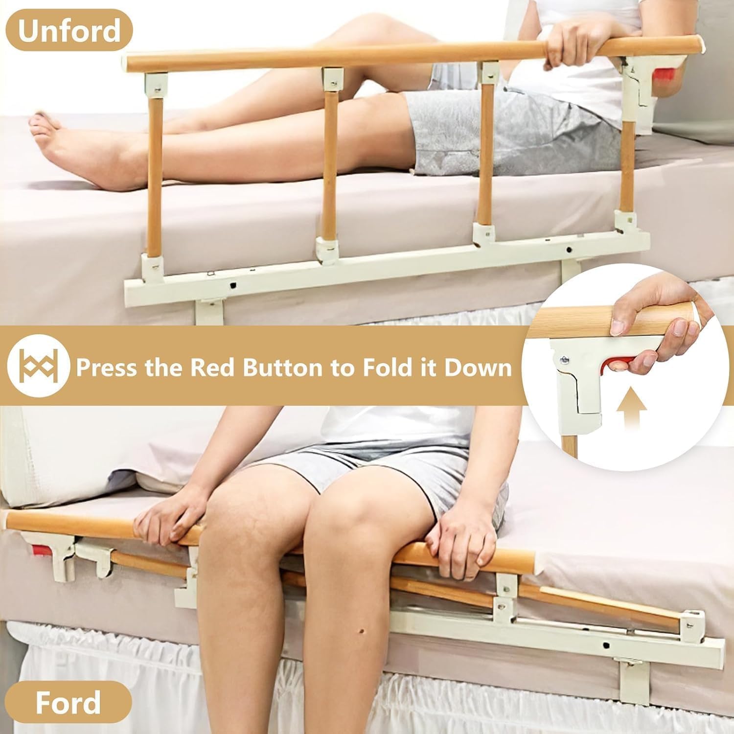 MYOYAY Bed Rails For Elderly Adults Folding Bed Rails For Seniors