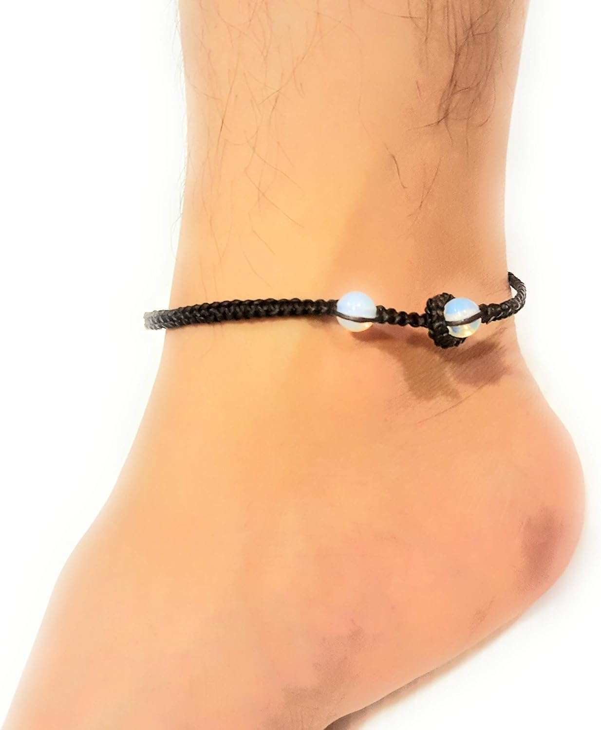 Infinityee888 Opal Moonstone Anklet Bracelet Macrame Braided woven wax cord adjustable Anklet for Men, Women, teen -NYAKOP1 - Image 7