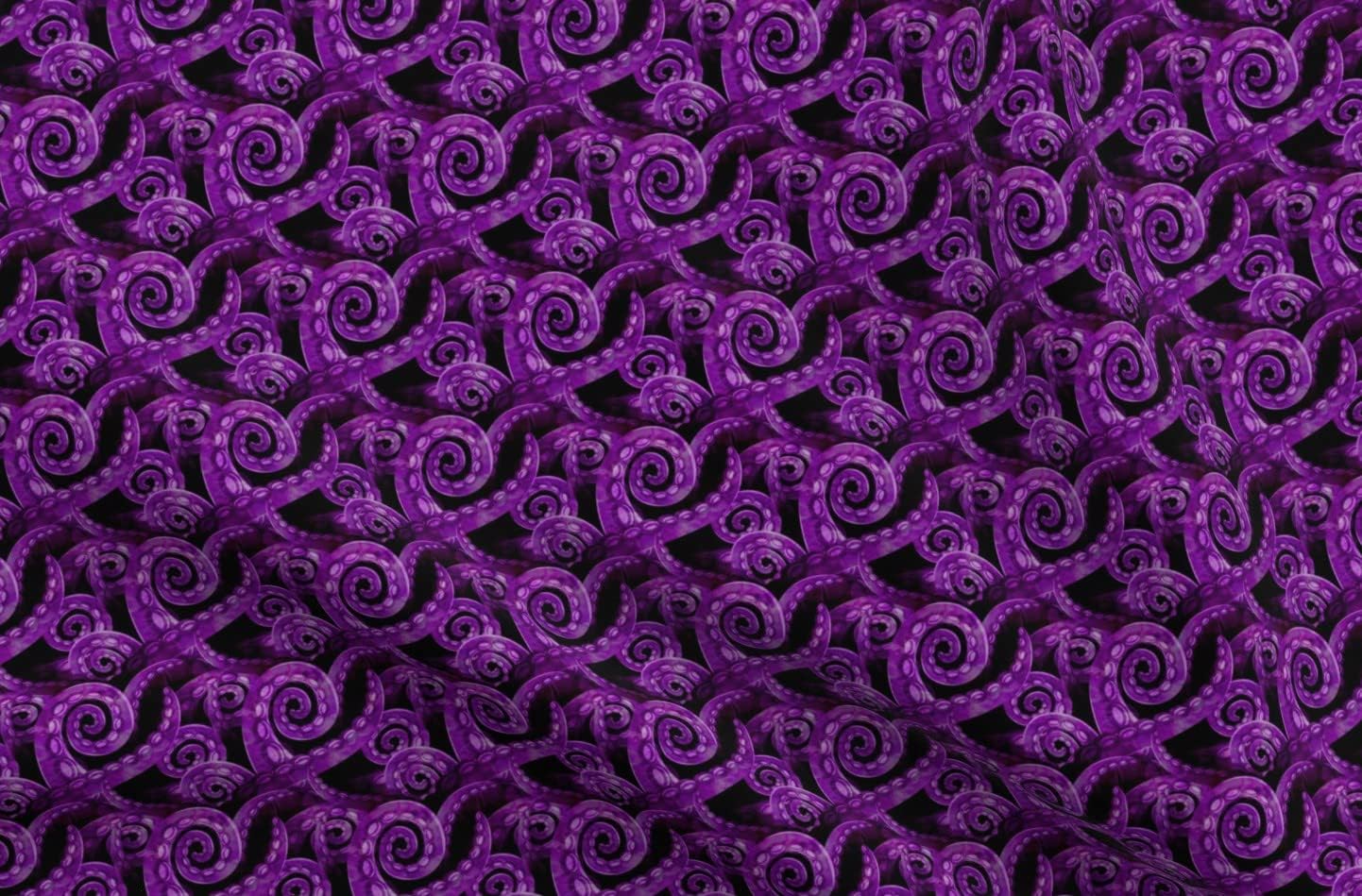 Spoonflower Fabric - Small Scale Octopus Watercolor Purple Squid Tentacles Deep Sea Little Printed on Upholstery Velvet Fabric Fat Quarter - Upholstery Home Decor Bottomweight Apparel