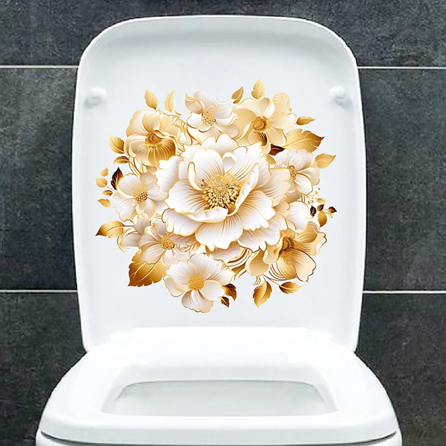 Flower Toilet Stickers for Washroom Bathroom Decoration Wall Decal Diys Removable Toilet Lid Stickers Decal Bathroom Decorations Wall Decor