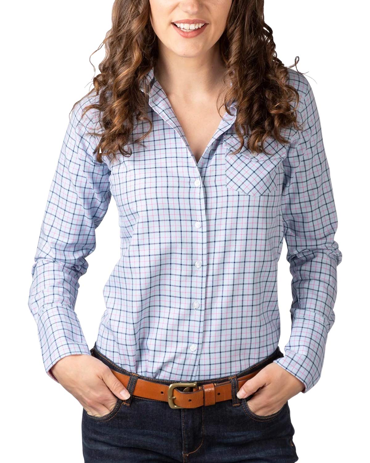 Rydale Women's Ellie Jblue Hannah Ii Country Check Shirt Checked Pattern Shirt Soft Cotton Blouse Top (22, )
