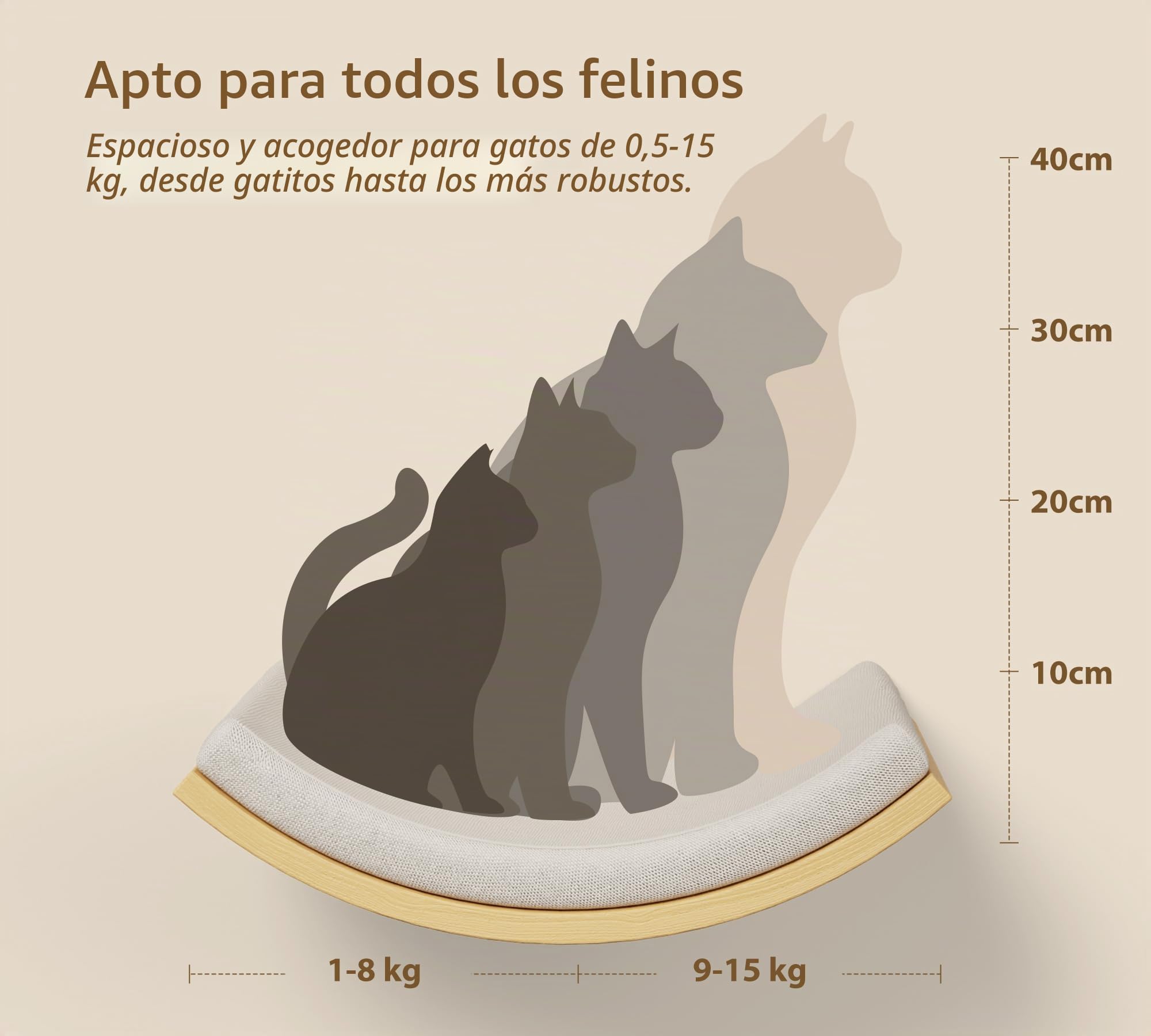 Estantes de pared para gatos con alfombrilla de esponja, árbol trepador para gatos con plataformas cuadradas de 2 escalones y plataformas curvas, juego de muebles de pared de madera para gatos para