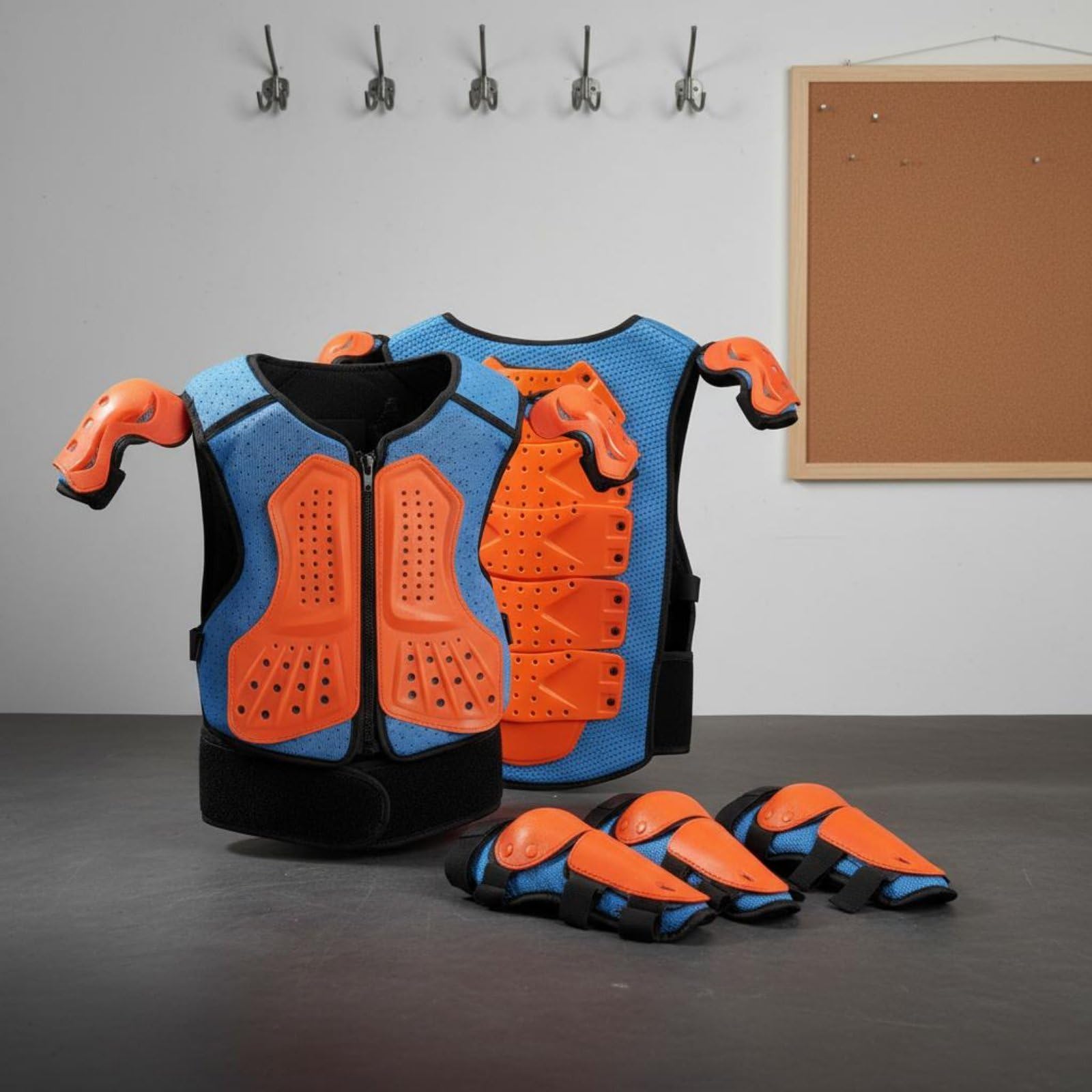 Kinder Schutzrüstung Protektoren-kit Kleidung mit Atmungsaktiven Stoffen Und Verstellbaren Gurten für Radsport Outdoor-Sports Skateboarden Scooter Und Balancebike