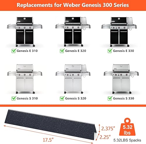 Miniatura 137 de QuliMetal 66033 Barras aromatizantes para Weber Genesis II E-410/E-415/E-435, piezas de parrilla para parrillas de gas Weber GS4 Genesis II LX serie