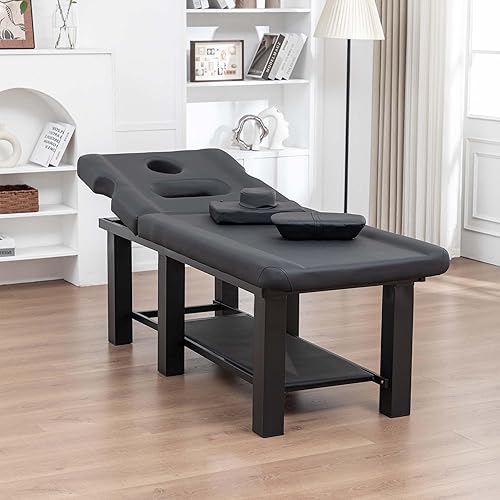 Miniatura 9 de Cama de masaje profesional de 73 pulgadas, mesa de tratamiento de terapia física estacionaria, cama de salón con reposacabezas extraíble, cama