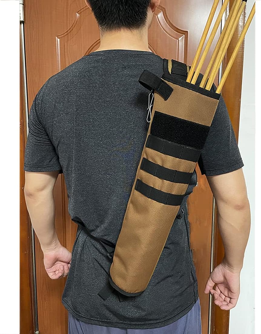 KRATARC Archery Lightweight Back Arrow Quiver Foldable Compact Hip Arrows Bag with Molle System Hanged for Target Shooting (Brown- Diameter 4'') : Sports & Outdoors