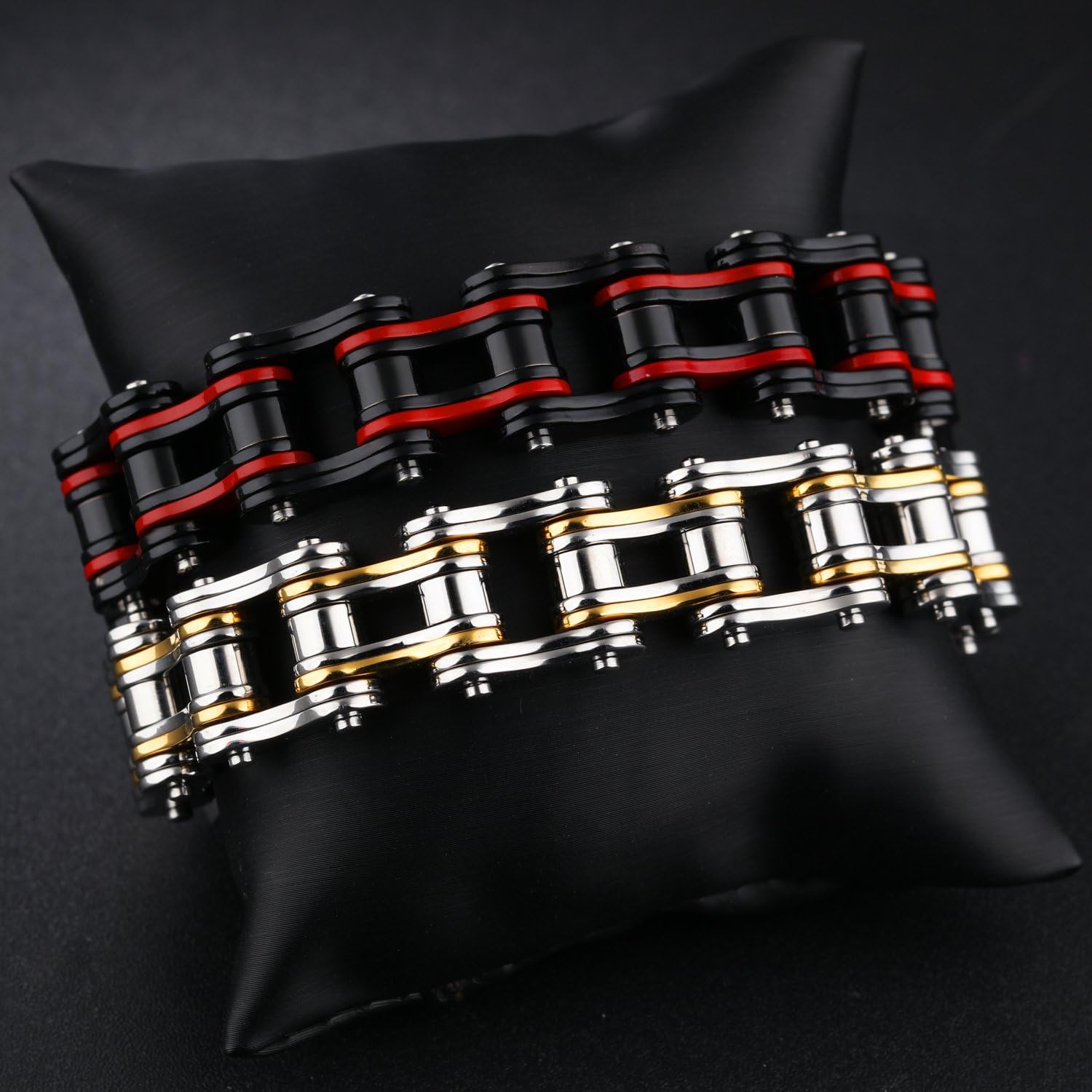 Iflytree Men's Stainless Steel 19mm Wide Bikers Bracelet Bicycle Masculine Style Metal Motorcycle Chain Bracelet for 8.66 Inch High Polish