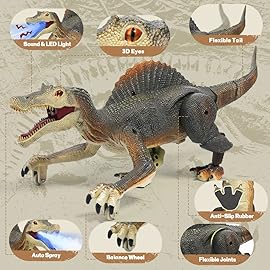 FRUSE Remote Control Dinosaur Toys,Electric RC Spinosaurus w/Light Tracing & Spray Mist,Dinosaur Robot Toys Powered by Rechargeable Battery,Jurassic Dinosaur Toys for Boys Girls Kids Age 3 4 5 6 7 8