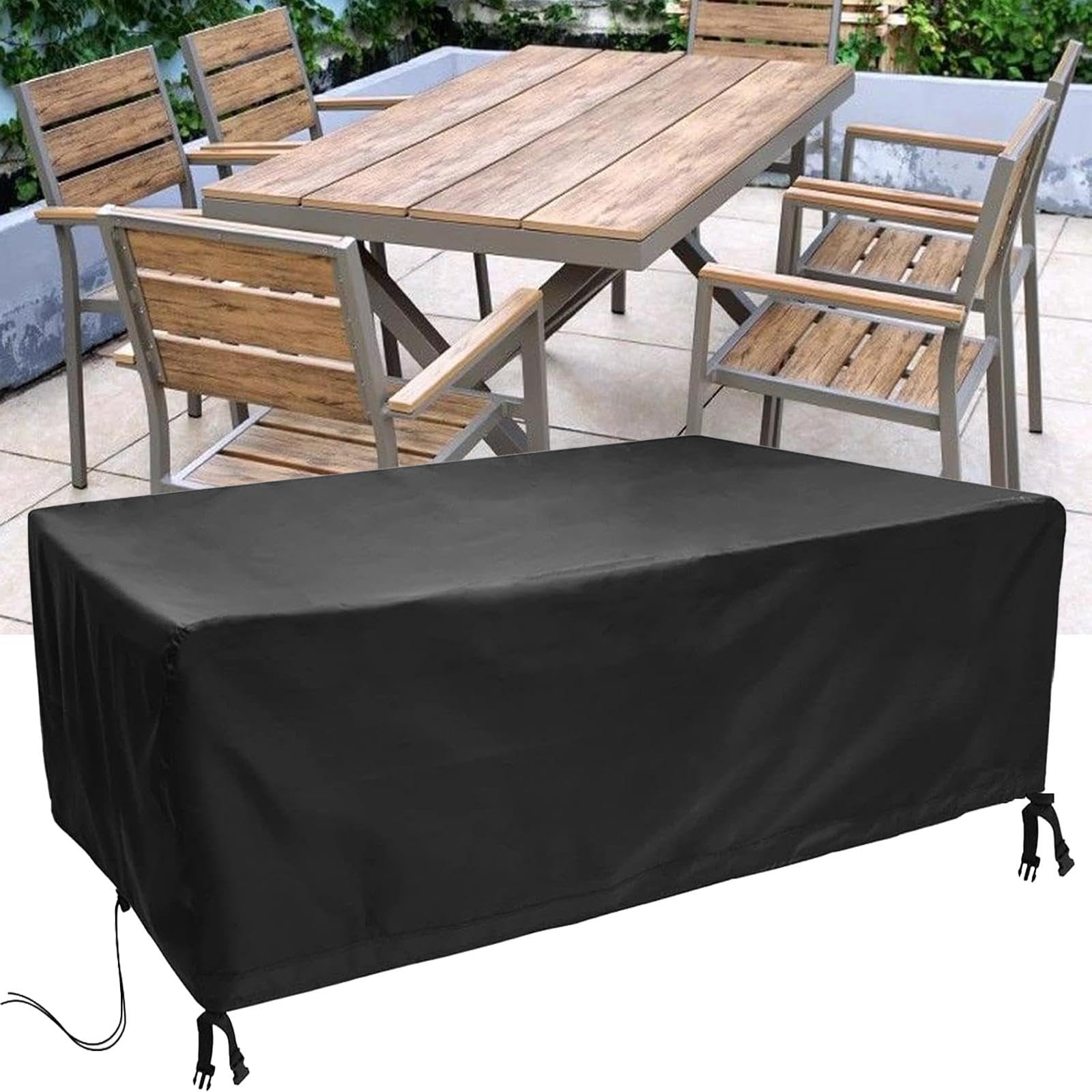 Aeuueu Silver Square Patio Covers For Outdoor Furniture Waterproof 45X45x45cm/Lxwxh Garden Rattan Table Chair Cover, Patio Table Cover Rip-Resistant Material With Windproof Buckles Heavy Duty Furniture Covers