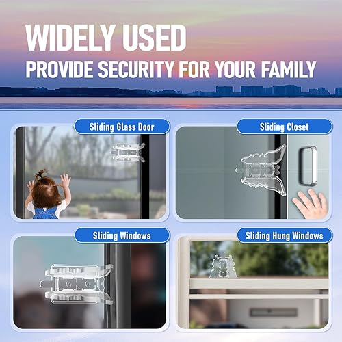 Miniatura 6 de Cerradura de puerta corredera para seguridad infantil,Paquete de 2 cerraduras para niños de puerta corredera,Cerradura de puerta corredera de vidrio