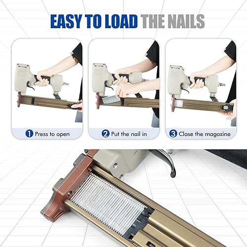 Miniatura 5 de Woodpecker ST38H - Clavadora de concreto calibre 14 con 400 clavos en T de concreto, pistola de uñas en T de 3/4 a 1-1/2 pulgadas para clavar