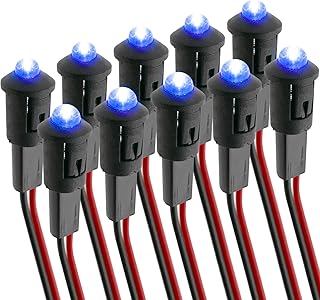 BeMatik - Luz LED piloto de 8mm 12VDC de Color Azul 10-Pack