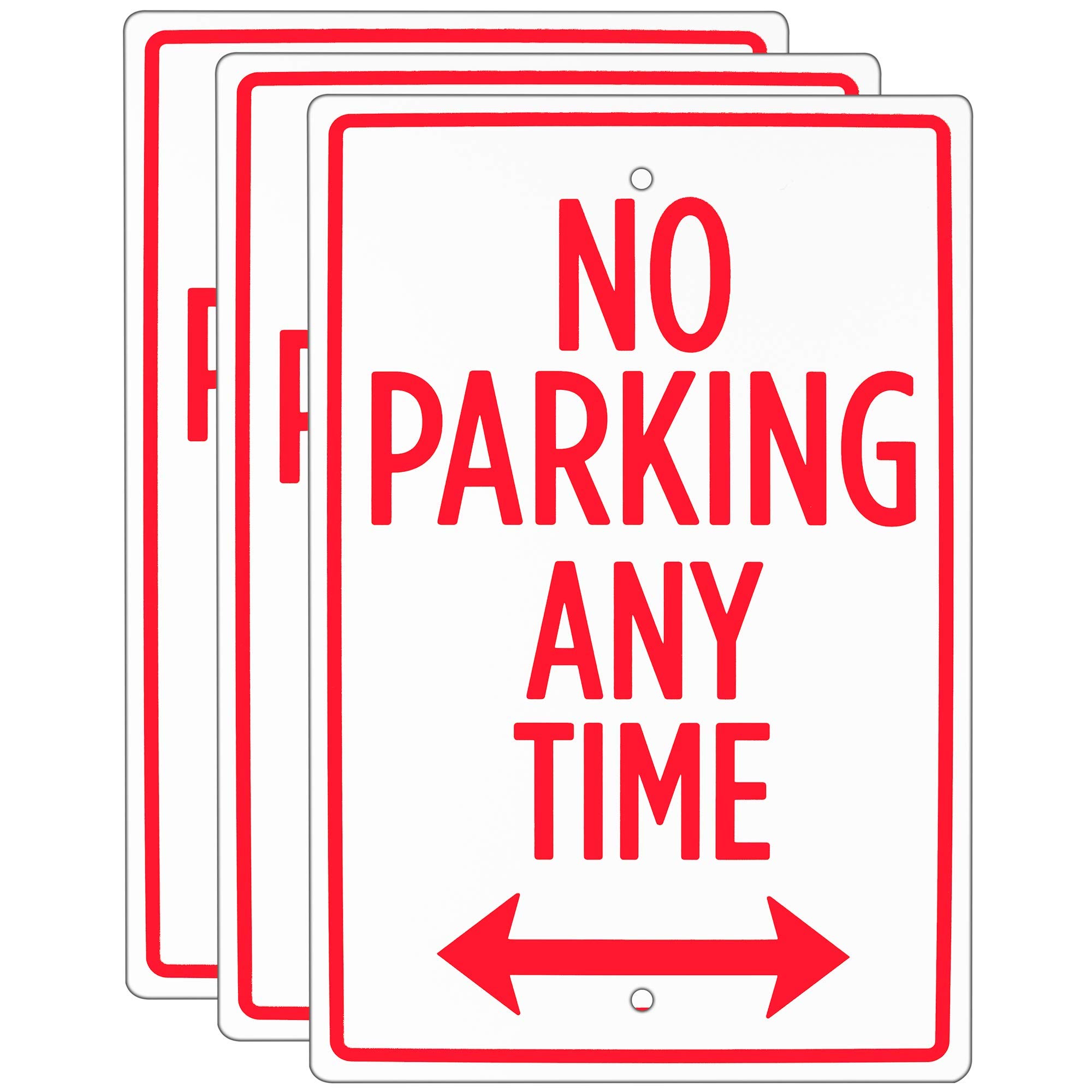 No Parking Any Time Sign (3-Pack) – 18" x 12" Aluminum Safety Warning Sign for Parking Lots, Private Driveways, & Businesses
