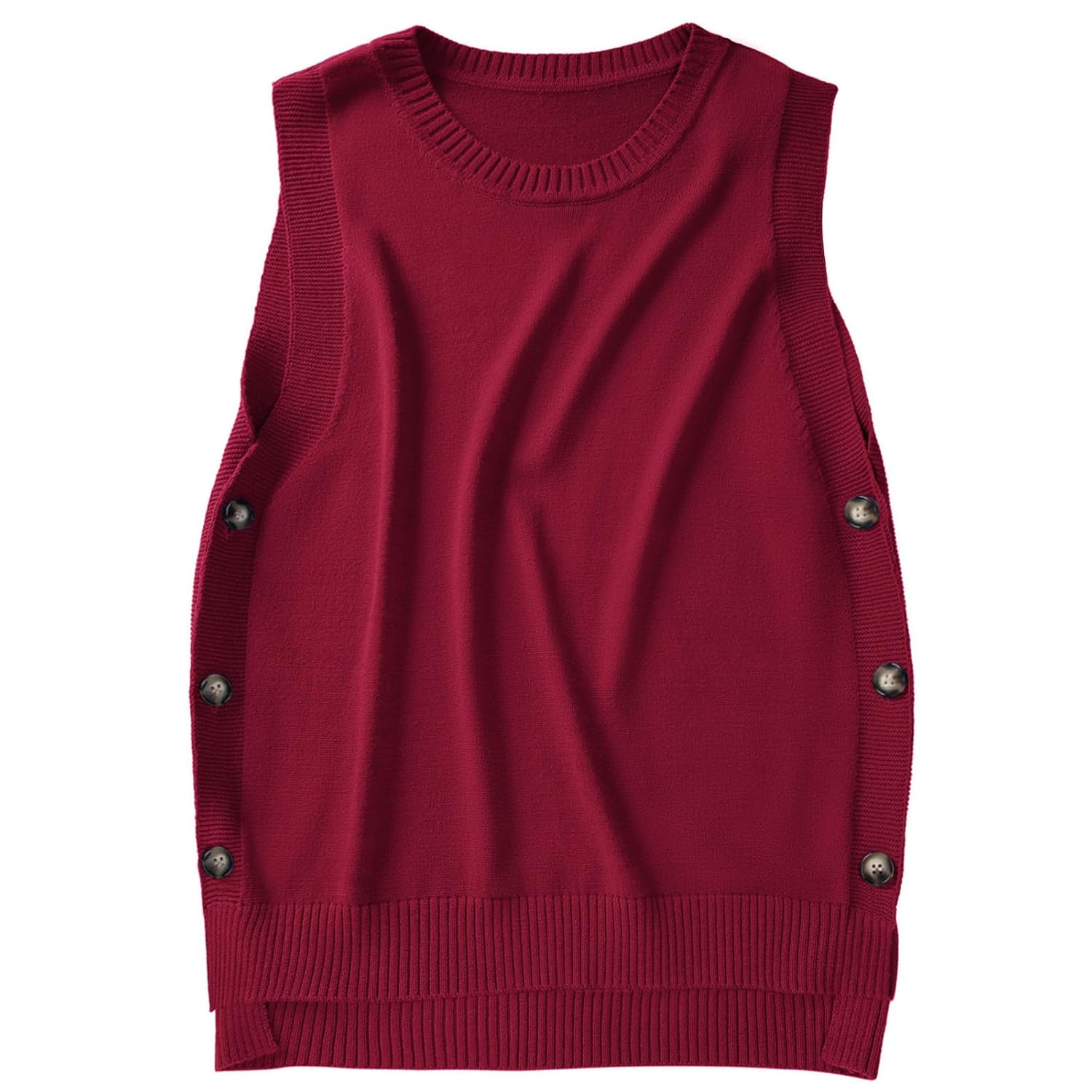 ZUEVI Womens Sweater Vest Round Neck Knit Pullover Vests Trendy Classic Sleeveless Pullover Sweaters Tops