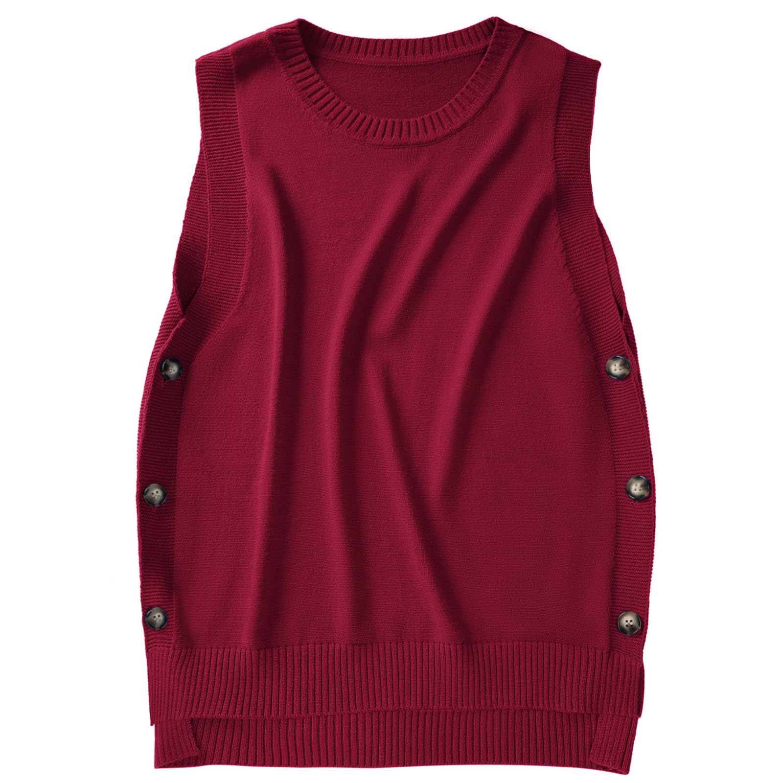 ZUEVI Womens Sweater Vest Round Neck Knit Pullover Vests Trendy Classic Sleeveless Pullover Sweaters Tops