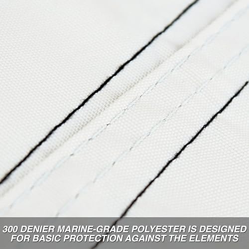 Miniatura 3 de Budge B-300-X8 300 Denier V-Hull Runabout - Cubierta para barco gris de 22 pies -25 pies de largo (ancho de haz de hasta 106 pulgadas), ligera,