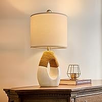 Vista 16 de OYEARS Lámparas de Mesa Boho de 22" para Dormitorio Sala de Estar Conjunto Mejorado de 2 Lámparas de Mesa de Ratán Medianas Estilo Casa de Campo