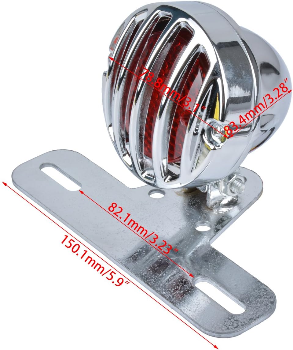 KATUR Motorcycle Tail Light with License Plate Holder Silver Heavy Duty 12V Blinkers Lights Brake Stop Running Light Compatible with Harley, Honda, Yamaha, Suzuki, Kawasaki, Custom Bike