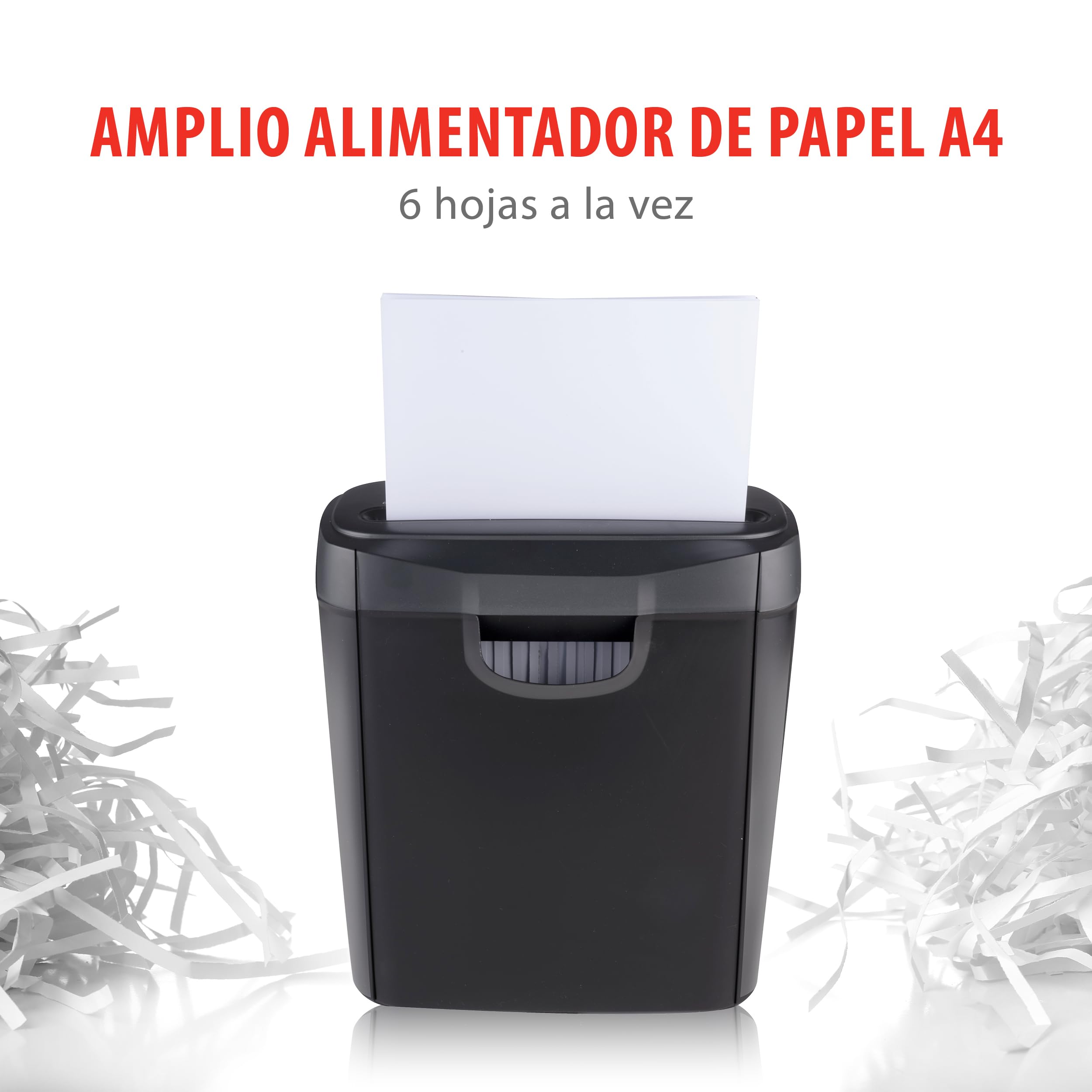 Alpina Trituradora de Papel 190W - Destructora de Documentos y Tarjetas de Crédito - para Casa y Oficina - Trituradora en Tiras - con Recipiente de Recolección - Protección contra Sobrecalentamiento