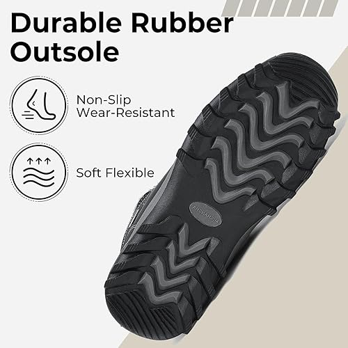 Miniatura 5 de Mishansha - Botas de senderismo, con forro de cuero, resistentes al agua y antideslizantes para hombre o mujer, hasta el tobillo, de invierno