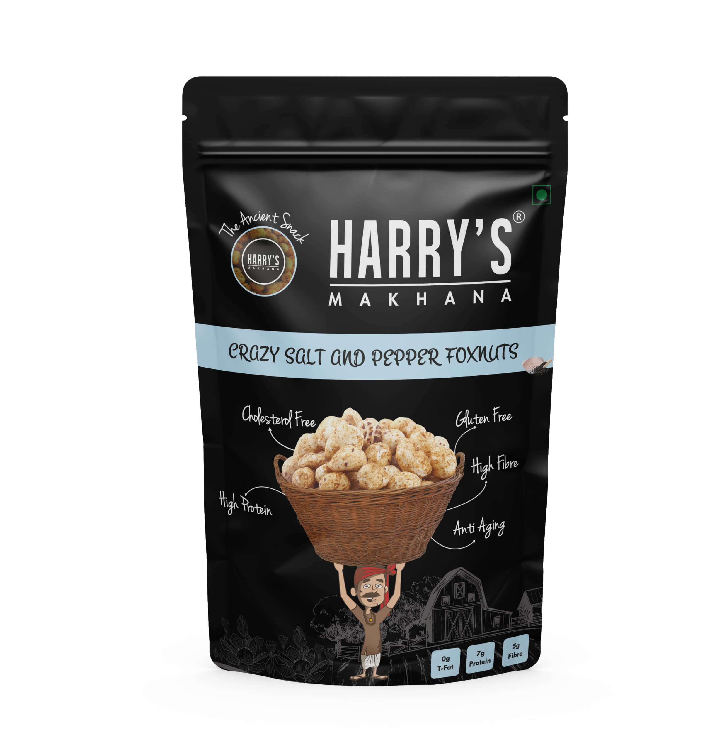 Harrys Makhana Roasted & Flavoured Salt N Pepper Foxnuts - Healthy & Crispy Puffed Snacks | Rich in Nutrients | Crunchy Lotus Seeds, Phool Makhana (60 Gram Pouch (Pack of 1)) (B0BZ7VMH6B) Amazon Price History, Amazon Price Tracker