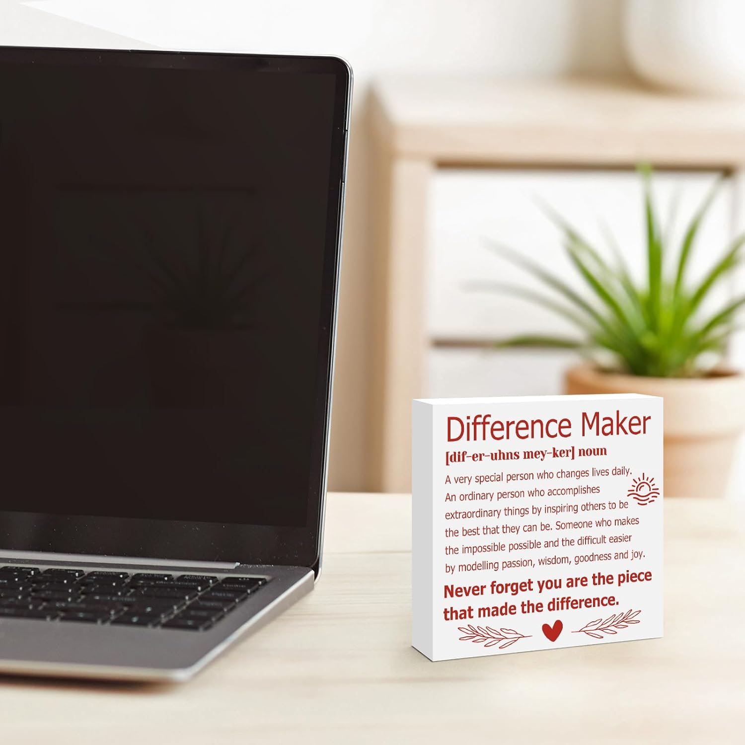 Thank You Gifts for Women Men Wooden Box Sign Decorative Home Office Desk Sign Decor for Difference Maker Appreciation Gifts for Boss Leader Employee Coworker Teacher Mentor Coach - Image 5