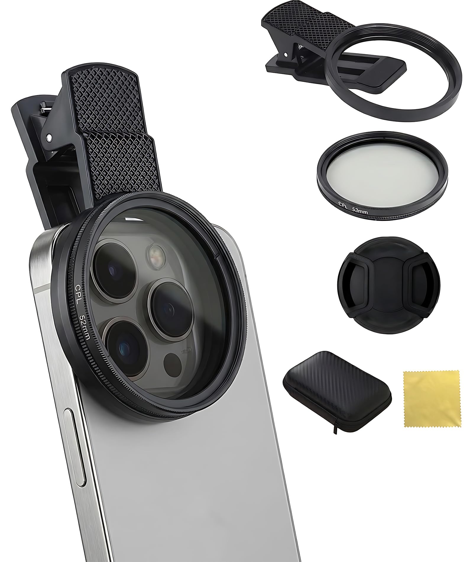 5-Piece Clip-On Kit for Smartphone Photography, ND Filter for Mobile, Anti Glare Phone Filter, 67 mm Large Lens Polarizer, Reducing Reflections and Enhancing Image Clarity-picture-20