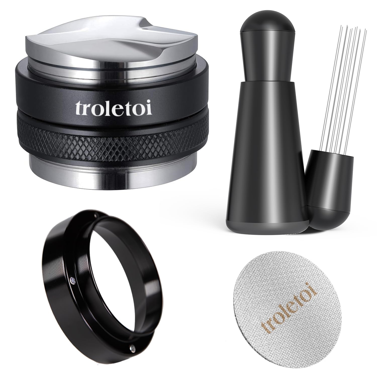 Zestaw Akcesoriów do Espresso 54 mm, Tamper i Dystrybutor Kawy 2 w 1, Narzędzie WDT, Lejek Dozujący i Puck Screen, Kompatybilny z Ekspresami Sage 54 mm i Kolbami, Akcesoria Baristy | Lejek dozujący, ekran krążkowy, akcesoria do ekspresów do espresso pasuj