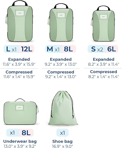 Miniatura 2 de BAGSMART Cubitos de embalaje de compresión, 6 cubos de embalaje para maletas, organizador de bolsas de viaje para equipaje, cubo de embalaje ligero