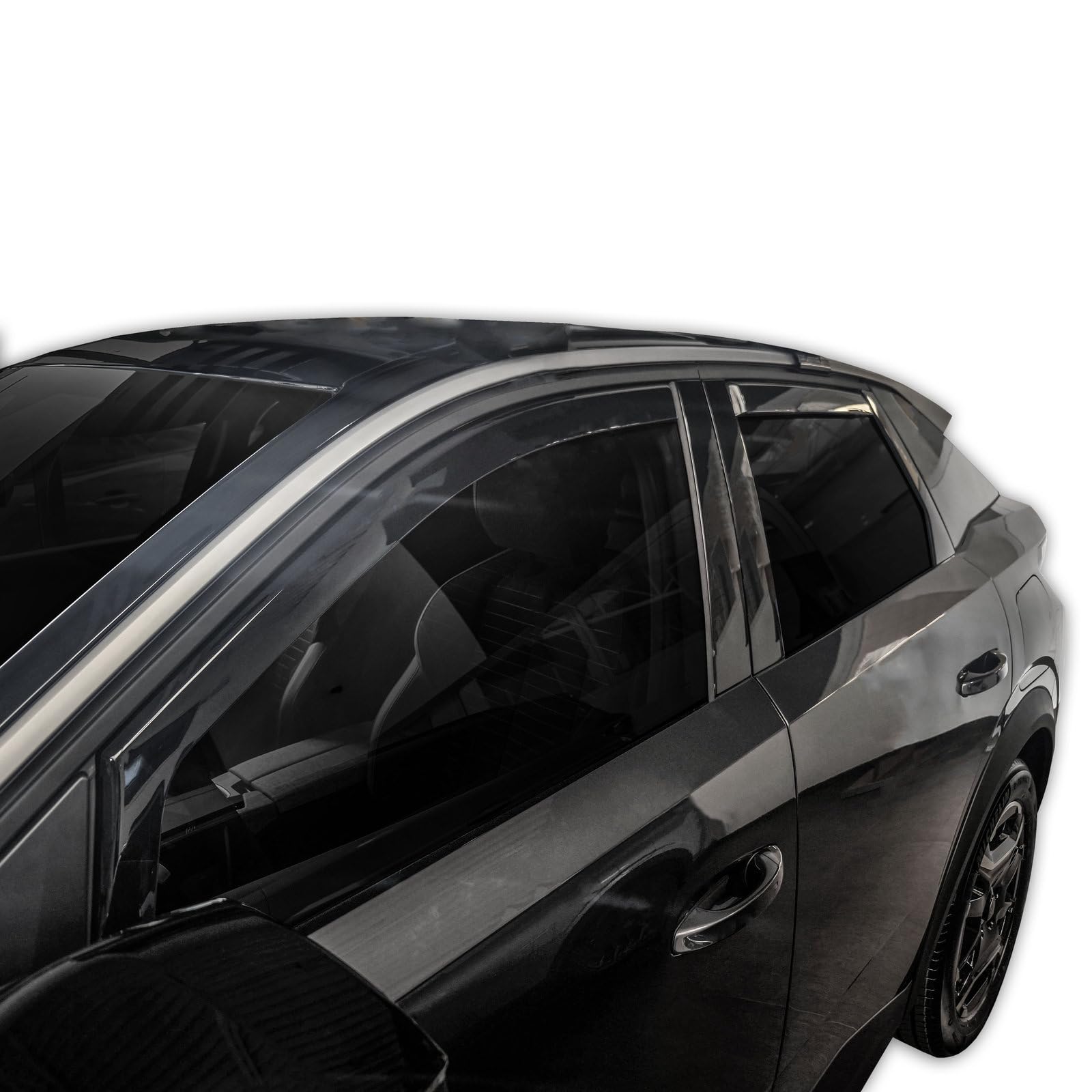 J&J AUTOMOTIVE GD Déflecteurs d'air et de Vent pour Peugeot 3008 / E-3008 Depuis 2023 4pcs, Teintés, Avant et Arrière, Aérodynamique