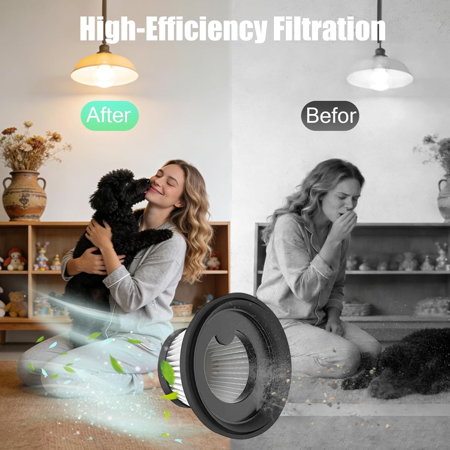 AMUSEGOOD 6 Pack HEPA Filter Replacement Compatible with Cordless Vacuum Cleaner as Seen on TV, Washable and Reusable Handheld Portable Vac Replacement Parts - Image 3