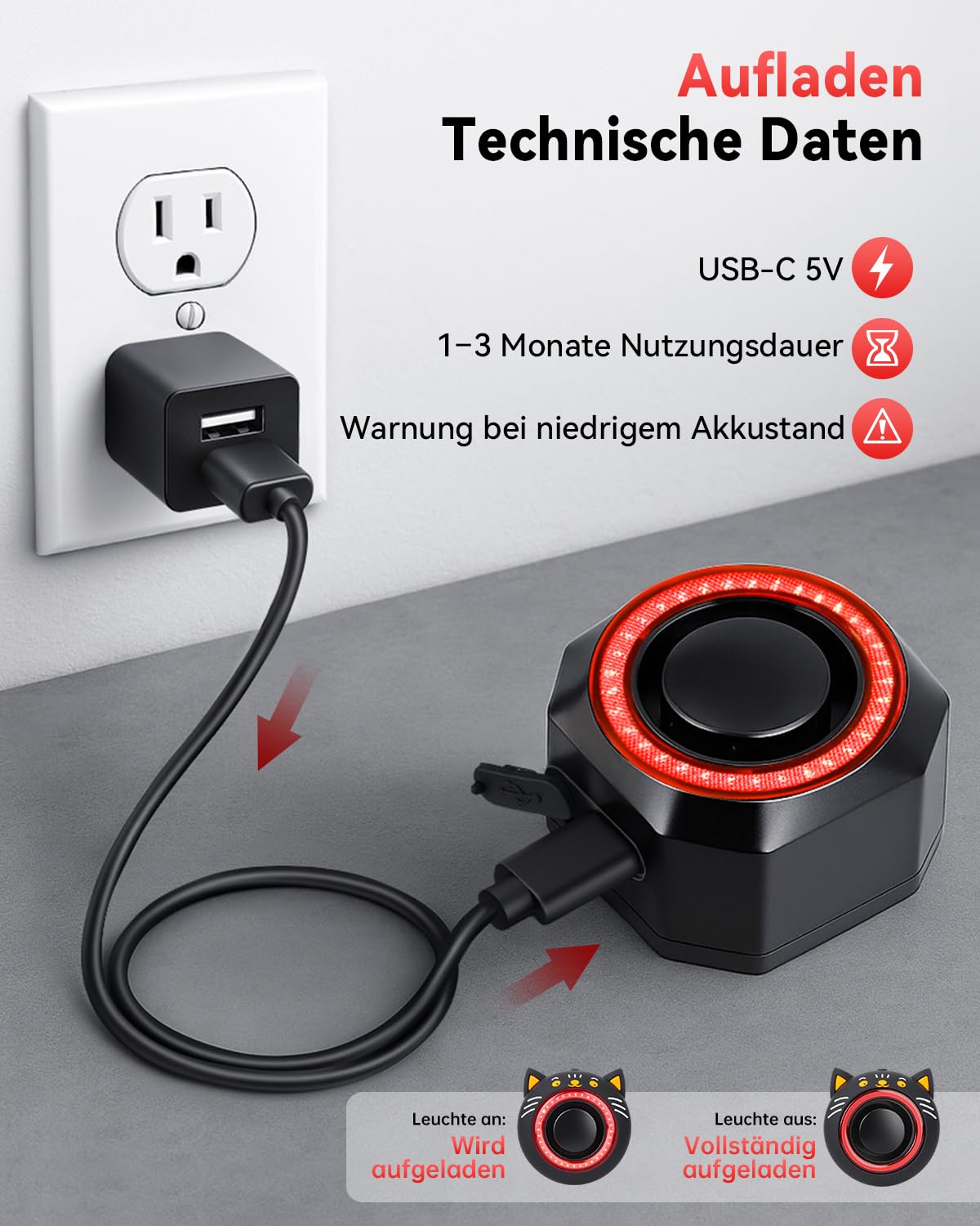 ELECTOP 120dB Autoalarmanlage mit Bewegungssensor und Ton, Auto-Sicherheitssystem Diebstahlsicherung Autoalarm mit Funkfernbedienung und LED-Licht für PKWs, LKWs, SUVs