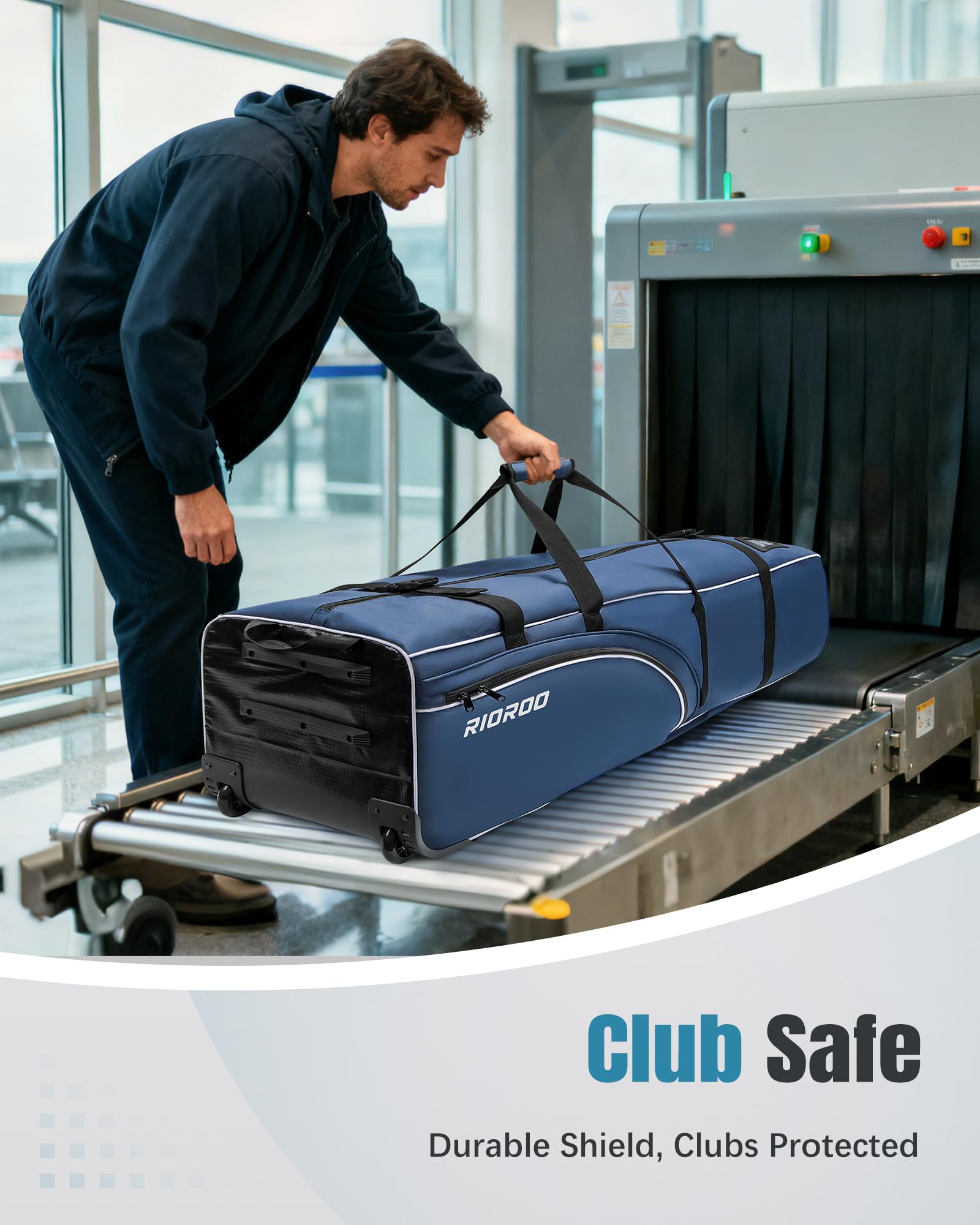Bolsa de Viaje de Golf con Ruedas Impermeable Oxford Resistente al Desgaste Estuche Acolchado Duradero