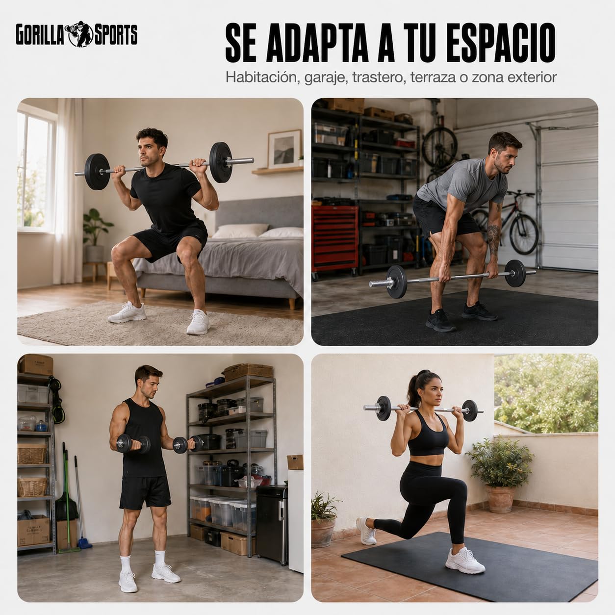 Gorilla Sports® Juego de mancuernas y discos – 60 kg, 100 kg o 130 kg, Ø 30 mm, barra 170 cm, con cierres, estriado, antideslizante, acero cromado – Mancuernas, gimnasio, entrenamiento, levantamiento