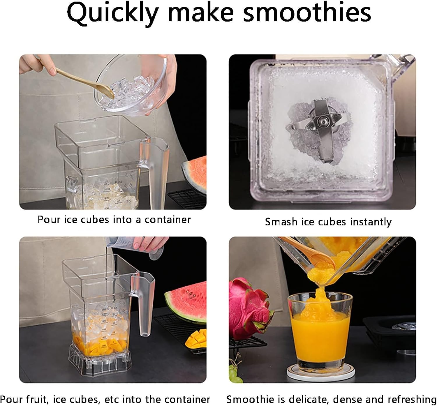 Ice Crusher Slush Machine with Sound Enclosure for Crushing Ice - Commercial Stand Mixer & Blender Smoothie Machine - Food Grade Frozen Dessert & Soup Maker