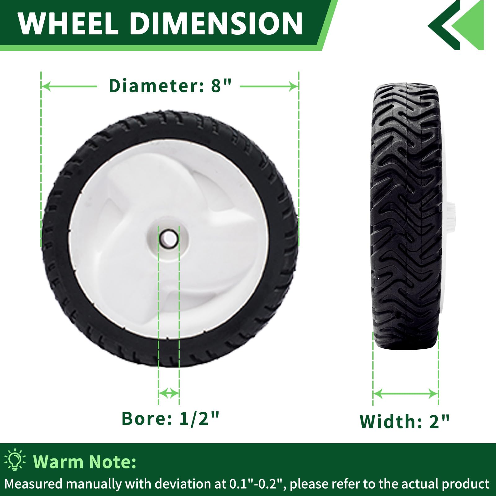 2 unidades de 8 x 2 pulgadas para montaje de engranajes de rueda trasera, cortacésped reciclador para modelos 105-3036
