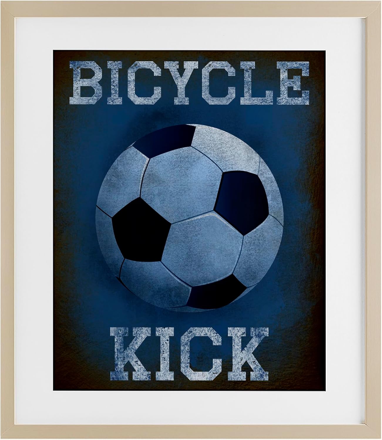 Stupell Industries Bicycle Kick Navy Sports Birch Framed Print Under Glass, design by Marcus Prime, 21 x 17