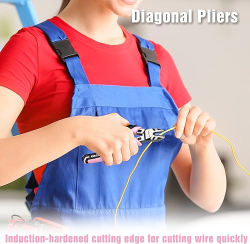 Miniatura 8 de WORKPRO Juego de alicates de 4 piezas, juegos de herramientas de alicates de construcción CR-V de alta calidad, incluyendo nariz larga, corte