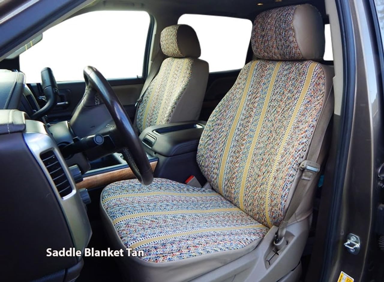 ShearComfort Front Seats Custom Saddle Blanket Seat Covers Compatible with GMC Safari Vans (1985-1995) in Gray for High Back Buckets w/Inner Arms