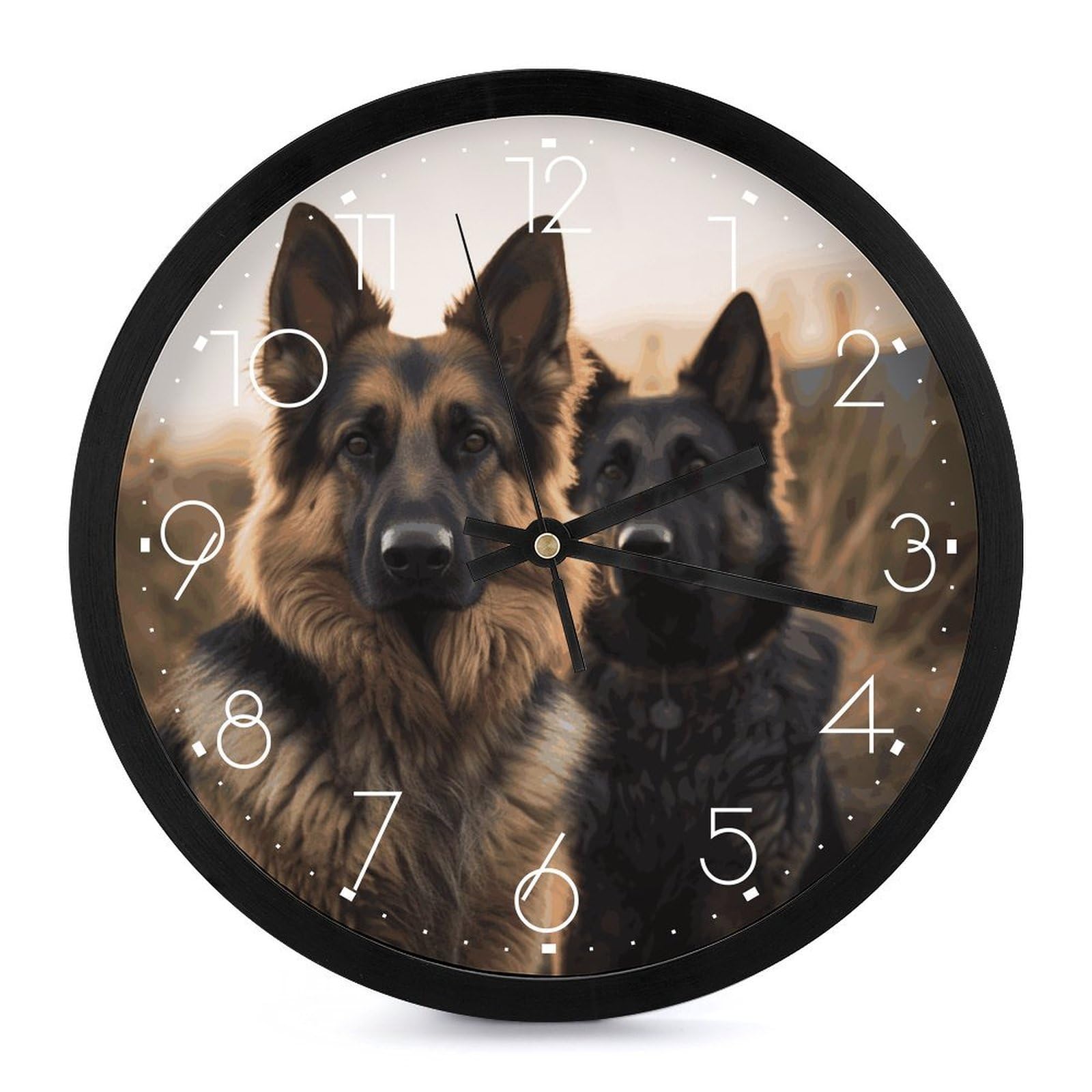 Horloge murale pour décoration de salon silencieuse et design de chien mignon