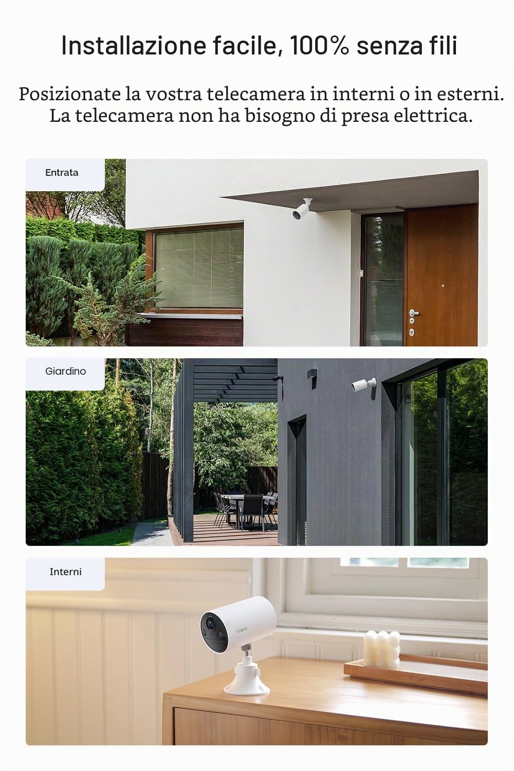 Tapo C410 2 K(3MP) - Telecamera di sorveglianza WiFi per esterni senza fili, batteria senza fili, 180 J, rilevamento persona, visione notturna a colori, IP65 impermeabile, nessun hub richiesto