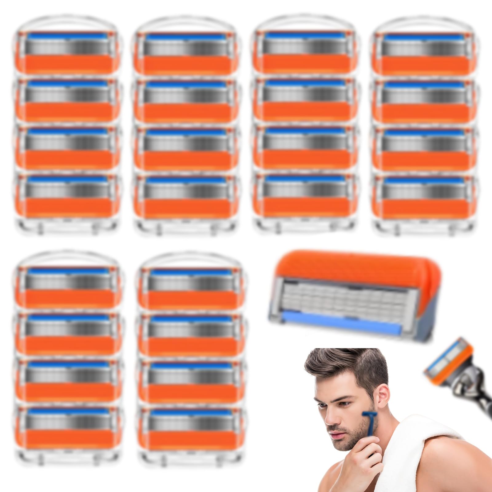 Lamette per Fusion 5 rasoio uomo, 24 Pezzi Lamette per Ricambi Kit, rasoio per fusion 5, 5 Strati di Lame di Precisione, per Rasoi Bagnati, Cura Della Barba Uomini