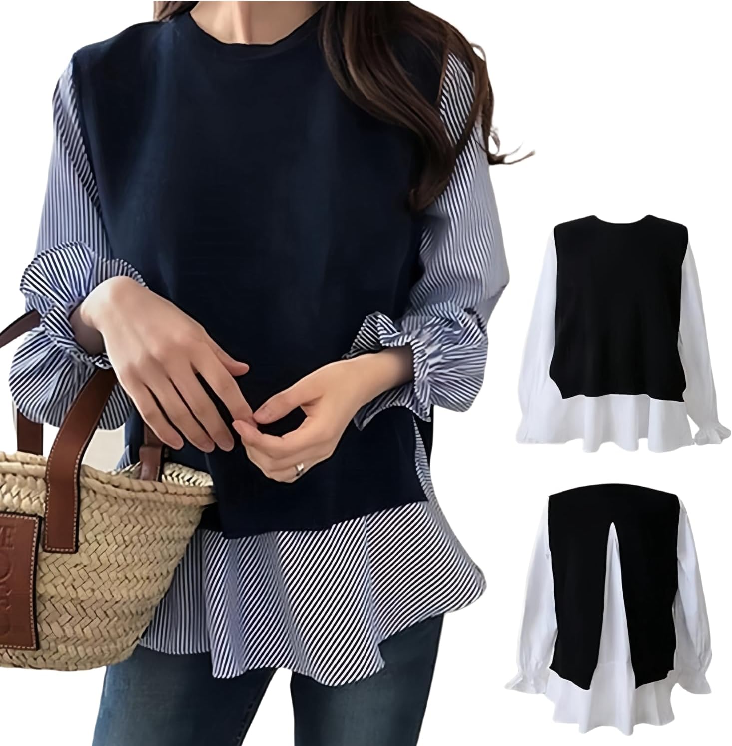 muta MARINE ムータマリン　バイカラー　白黒　メンズ　XL シャツ　7 muta MARINE ムータマリン バイカラー 白黒 メンズ XL シャツ 7 muta