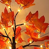 Vista 17 de 2 Pack Fall Lighted Maple Tree 48 LED Lights Thanksgiving Decoration Artificial Tree Lights 20 inch Battery or USB Powered DIY Table Light for