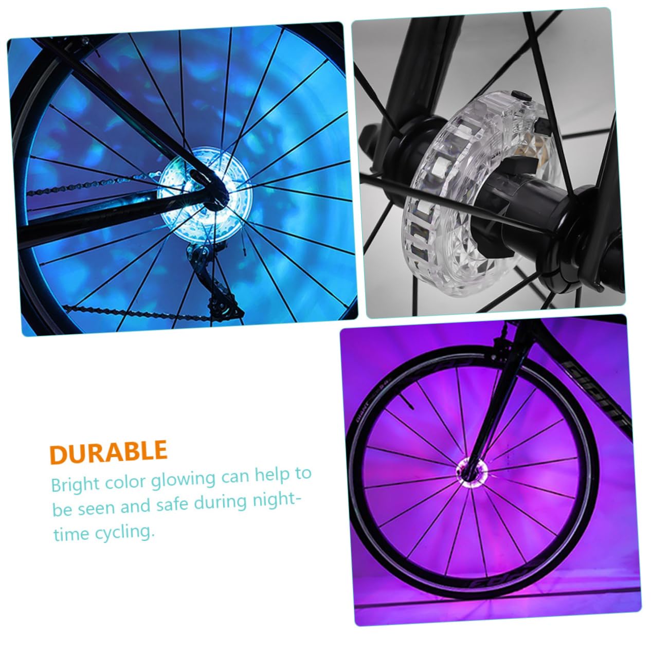 HEMOTON 3 Pièces Curseur Flash Intelligent décoration Lumineuse de vélo Feux de vélo éclairage de vélo décoratif lumières LED vélo Feux de Roue de vélo d'équitation Plastique Blanche