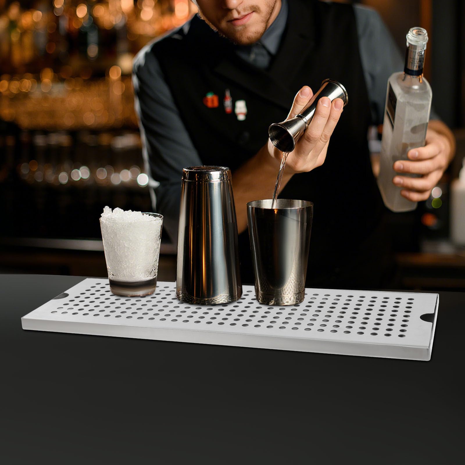 Vaschetta raccogligocce in acciaio inox, vassoio raccogli gocce per birra, facile da pulire, vassoio raccogli-torre, 50 x 17,5 cm, per casa, cucina, bar, ristorante