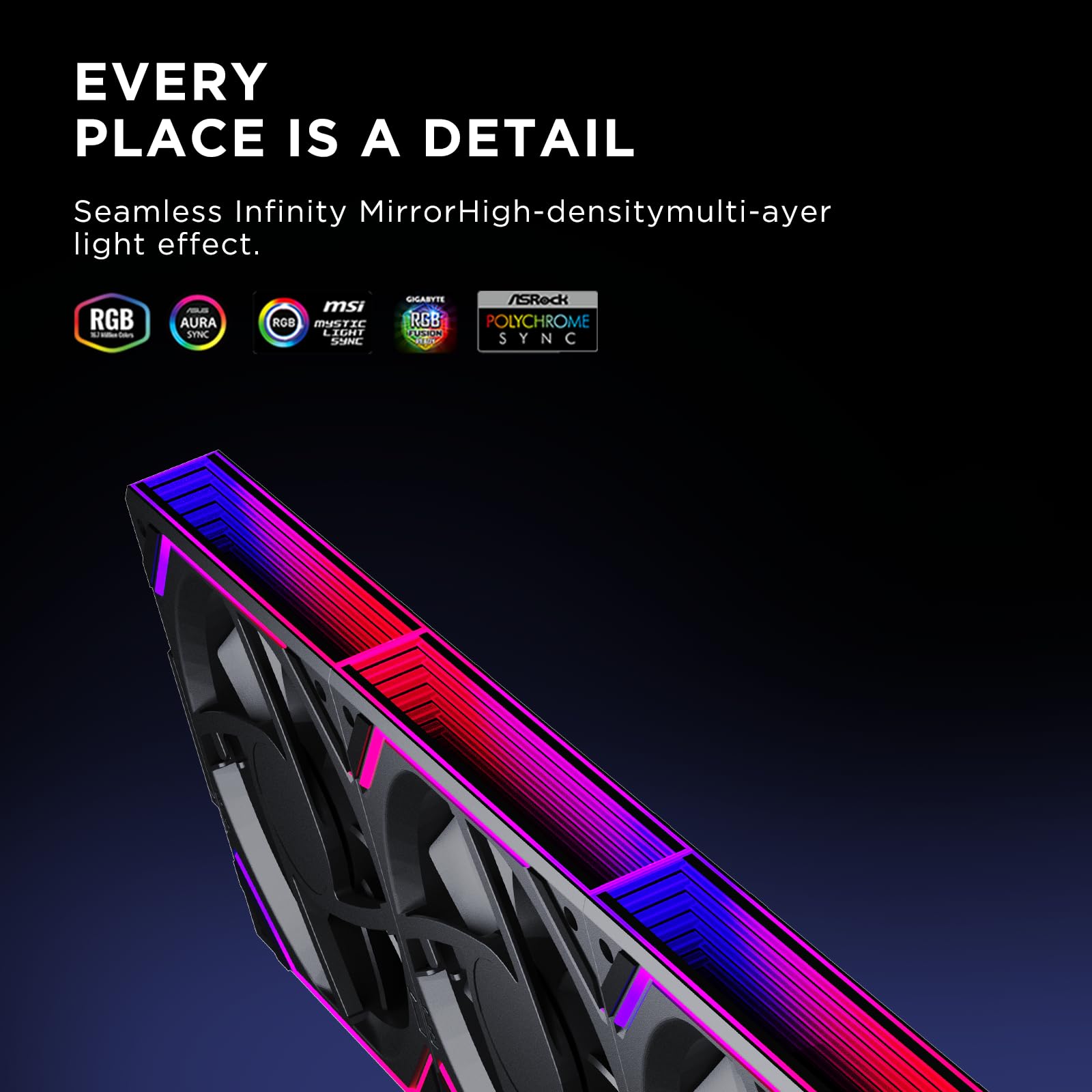 TZMRIT Interstellar-V2RS ARGB PWM PC Fan,Daisy Chain Design,One Cable Connection,RGB PC Fan 120 mm,Triple Pack (BK Reverse Flow)