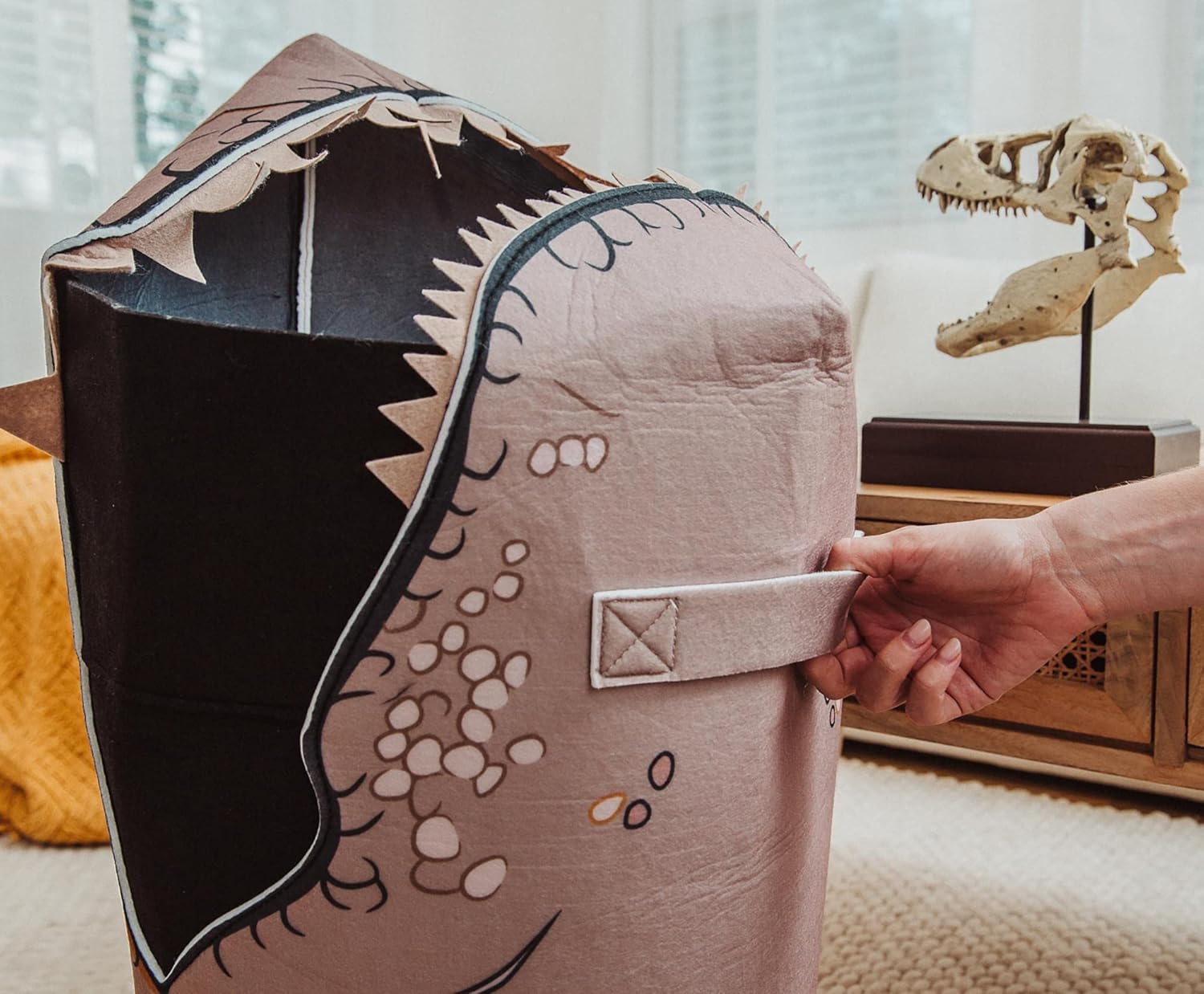 Jurassic World Open-Mouth T-Rex Clothes Hamper, Laundry Basket | Storage Organizer For Blankets, Toys