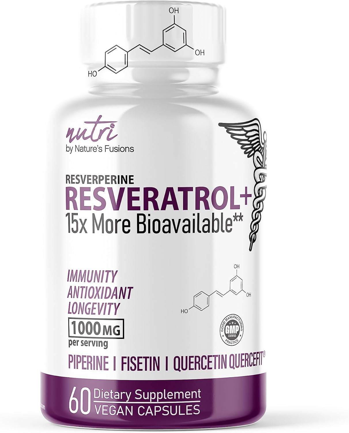 Nutri Resveratrol 1000mg Organic Piperine 15x More